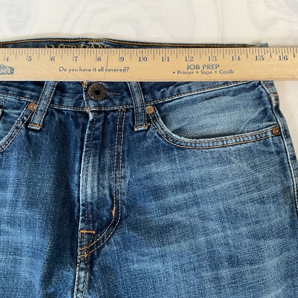 American Eagle Jeans Men's 30x32 Blue Dark Wash Relaxed Straight Distressed Hem - Picture 4 of 12